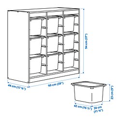 Measurement Illustration - TROFAST storage combination with boxes
