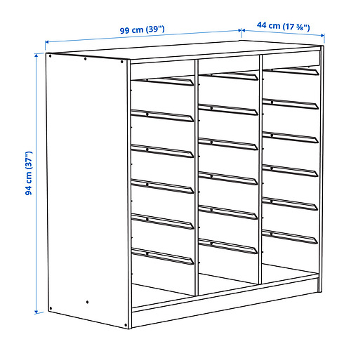 Ilustración con medidas del producto: TROFAST.