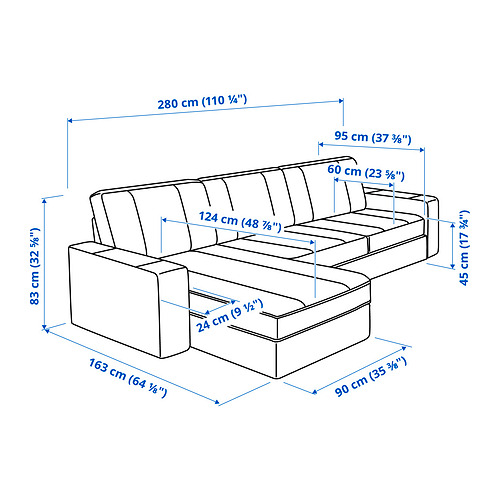 KIVIK, sofa with chaise 6 of 6 open dialog