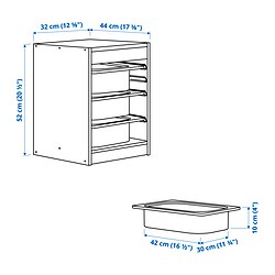 Ilustración de medidas - TROFAST combinación almacenaje+cajas