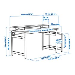 Measurement Illustration - MULLSJÖ desk