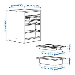 Ilustración de medidas - TROFAST comb almacenaje caja/bandejas
