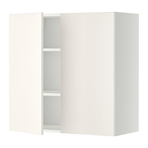 Mueble de pared blanco METOD, forma rectangular, diseño liso, 2 puertas, 2 estantes.