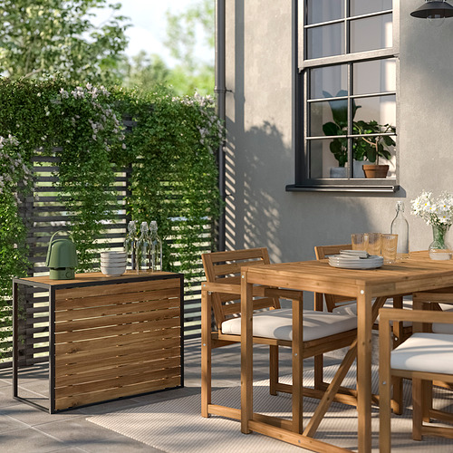 Mesa abatible moderna HÅKANSKÄR con sillas. Madera, metal, baja o alta. Vallado, ventana grande.