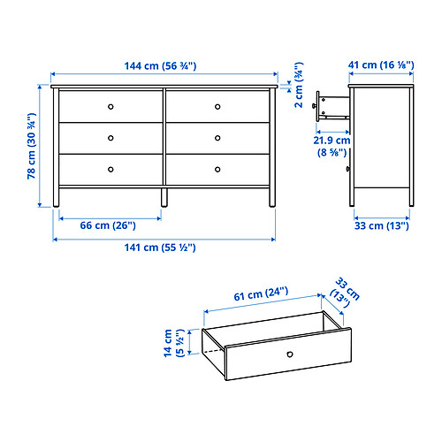 KILBERGET, 6-drawer chest 7 of 7 open dialog