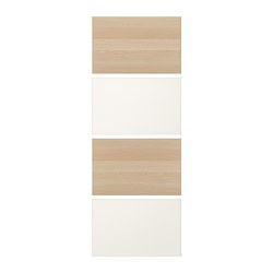 MEHAMN, 4 panels for sliding door frame, White stained oak effect / white