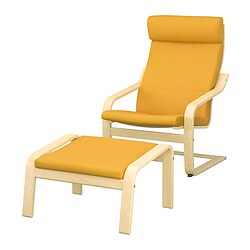 POÄNG, armchair and ottoman, Skiftebo yellow