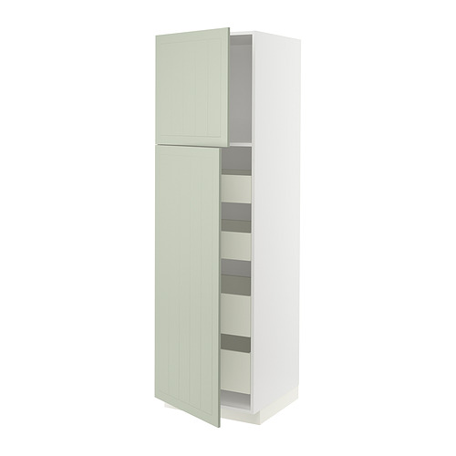 Mueble alto Ikea METOD de color verde claro con estantes.