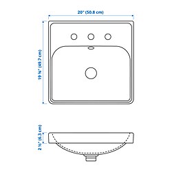 Measurement Illustration - ORRSJÖN semi-recessed sink