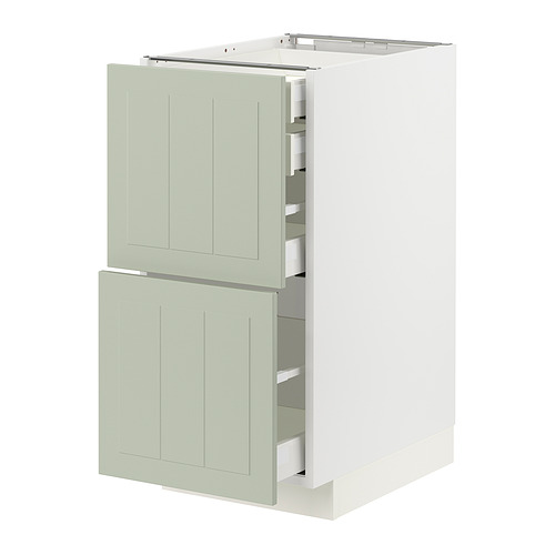Mueble de cocina METOD en color verde con cajones extraíbles.