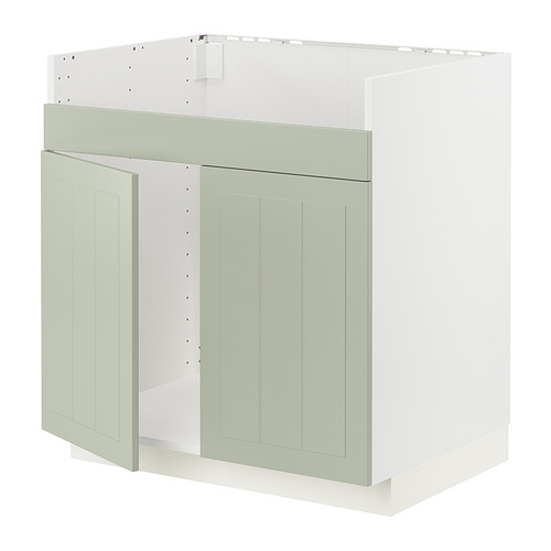 Mueble de cocina METOD, verde, con puertas, interior blanco, rectangular, diseño de paneles.