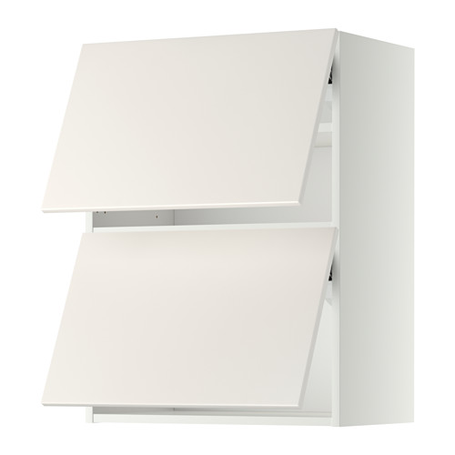 Un mueble de cocina METOD blanco con líneas limpias y superficies lisas. Tiene dos puertas, una encima de la otra.