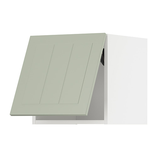 Un mueble de cocina METOD verde de forma rectangular y paneles verticales. Tiene un diseño moderno y líneas delgadas.