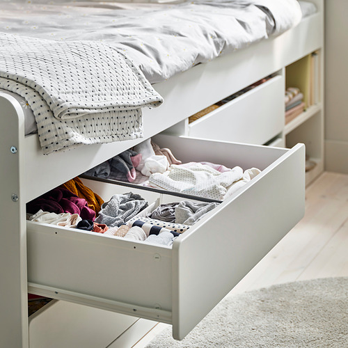 SLÄKT, bed frame w/storage+slatted bedbase 4 of 5 open dialog