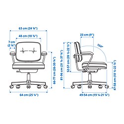 Ilustración de medidas - ALEFJÄLL silla de trabajo