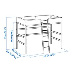 Ilustración de medidas - TUFFING estructura de cama alta