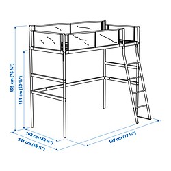 Measurement Illustration - VITVAL loft bed frame