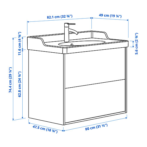 TÄNNFORSEN / RUTSJÖN, sink cabinet with drawers and HAMNSKÄR tap. 7 of 7 open dialog