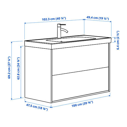 ÄNGSJÖN / ORRSJÖN, sink cabinet with drawers and BROGRUND tap. 7 of 7 open dialog