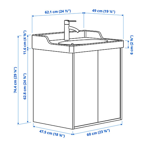 TÄNNFORSEN / RUTSJÖN, sink cabinet with doors and HAMNSKÄR tap. 6 of 6 open dialog