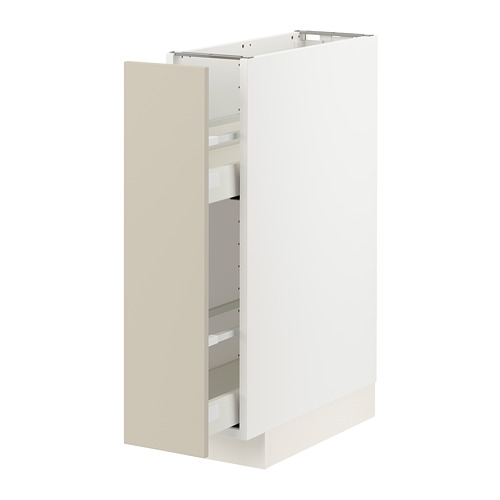 Mueble de cocina METOD blanco con puertas havstorp beige, diseño liso y moderno, incluye estantes extraíbles.
