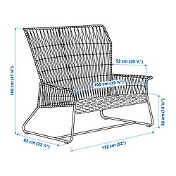 Ilustración de medidas - TALLSKÄR sofá 2 plazas, exterior