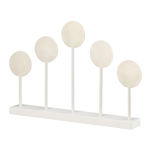 Candelabro blanco STRÅLA, diseño moderno y minimalista, pantallas circulares, aspecto elegante y suave que funciona con pilas.