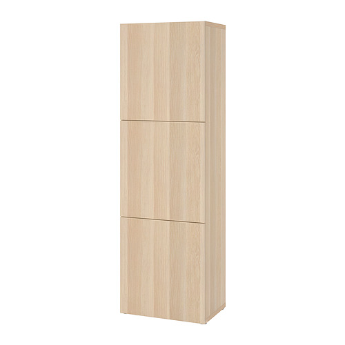 Armario alto BESTÅ con 3 puertas, marrón, diseño moderno.