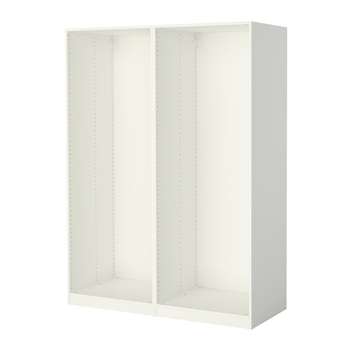 Bastidor de armario ikea PAX blanco, modular, sin puertas, agujeros metálicos para personalización.