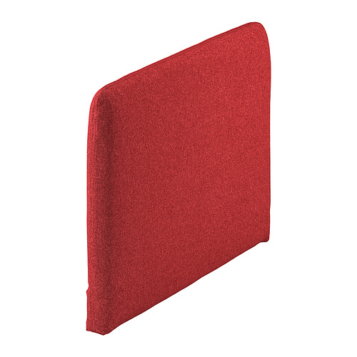 Cojín de cabecero rectangular rojo con un diseño de borde liso y redondeado.