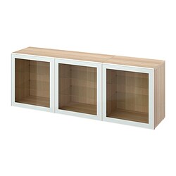 BESTÅ, display cabinet with doors, Glassvik White / light green clear glass