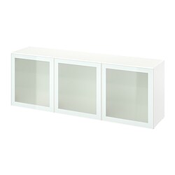 BESTÅ, display cabinet with doors, White / Glassvik white-light green clear glass