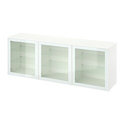 BESTÅ, display cabinet with doors, White / Glassvik white-light green clear glass