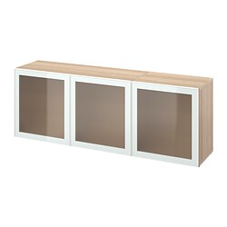 BESTÅ, display cabinet with doors, Glassvik white / light green frosted glass
