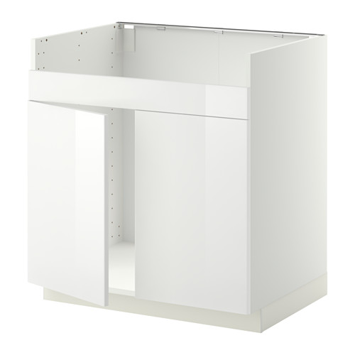 Mueble de cocina blanco y moderno con líneas limpias, acabado de alto brillo y marco resistente.