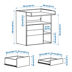 Ilustración de medidas - SMÅSTAD cambiador