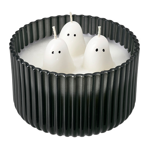 KUSTFYR, scented candle in glass, 3 wicks. 1 of 5 open dialog
