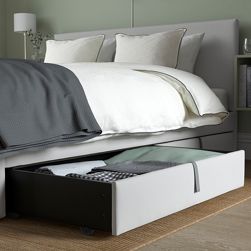 GLADSTAD, upholstered bed, 4 storage boxes  6 of 11 open dialog