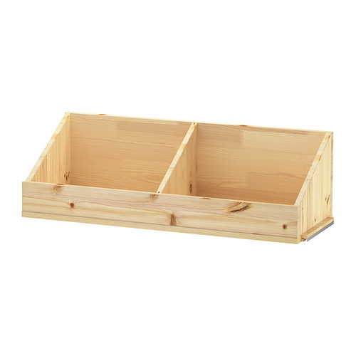 Estantería caja de madera IVAR, pino natural, forma rectangular, interior dividido.