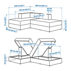 Measurement Illustration - JÄTTEBO  sofa modular chaiselongue
