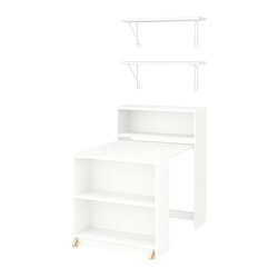 BILLY, librero+mesa plegable, Blanco