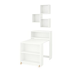 BILLY, librero+mesa plegable, Blanco