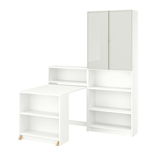 BILLY / HÖGBO, bookcase comb w foldable table. 1 of 6 open dialog