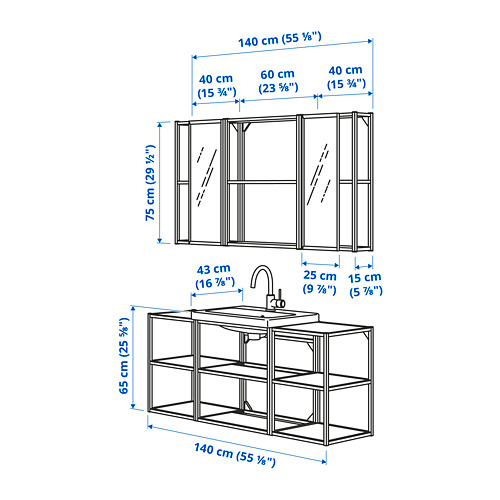 ENHET, Bathroom furniture set with SALJEN tap. 4 of 4 open dialog