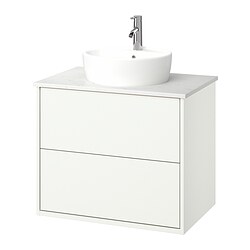 HAVBÄCK/TÖRNVIKEN, mueble lavamanos con gavetas y llave DALSKÄR,, Blanco / blanco efecto mármol