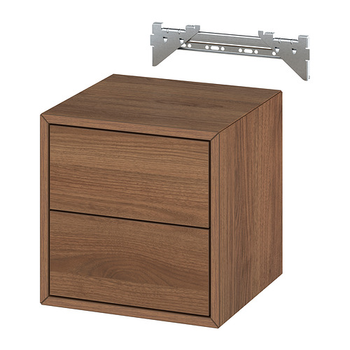 EKET: moderno almacenamiento en cubos de madera marrón. Dos cajones, diseño elegante, soportes metálicos.