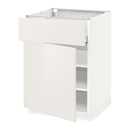 Mueble de cocina METOD en blanco con un cajón, diseño moderno y elegante, construcción robusta.