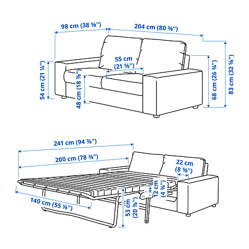 VIMLE, 2-seat sofa bed with wide armrests. 9 of 9 open dialog