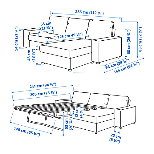 VIMLE, 3-seat sofa bed with chaiselon and wide armrestsgue. 10 of 10 open dialog