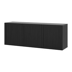 BESTÅ, wall-mounted cabinet with doors, Black-brown / Hanviken black-brown